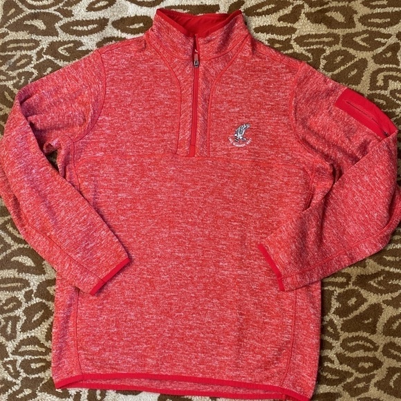 Antigua Women’s L Half-Zip Pullover Sweatshirt preppy Nautical Activewear Red - Picture 1 of 12